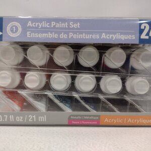 NEW! Artist's Loft 24-Piece Acrylic Paint Set - Metallics & Neons